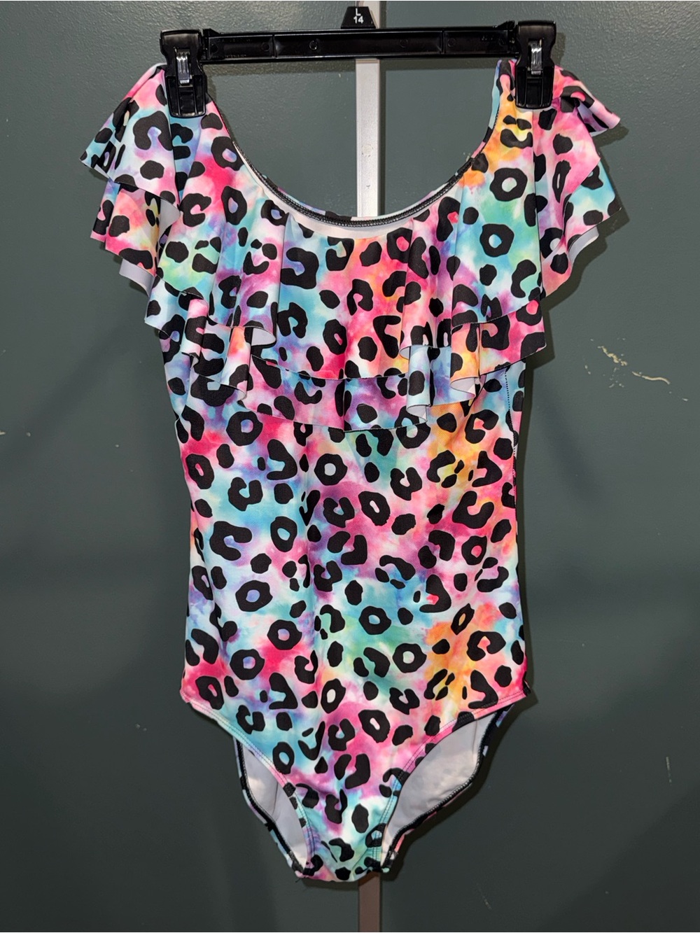 Women’s Multicolor Leopard Ruffle One-Piece Swimsuit
